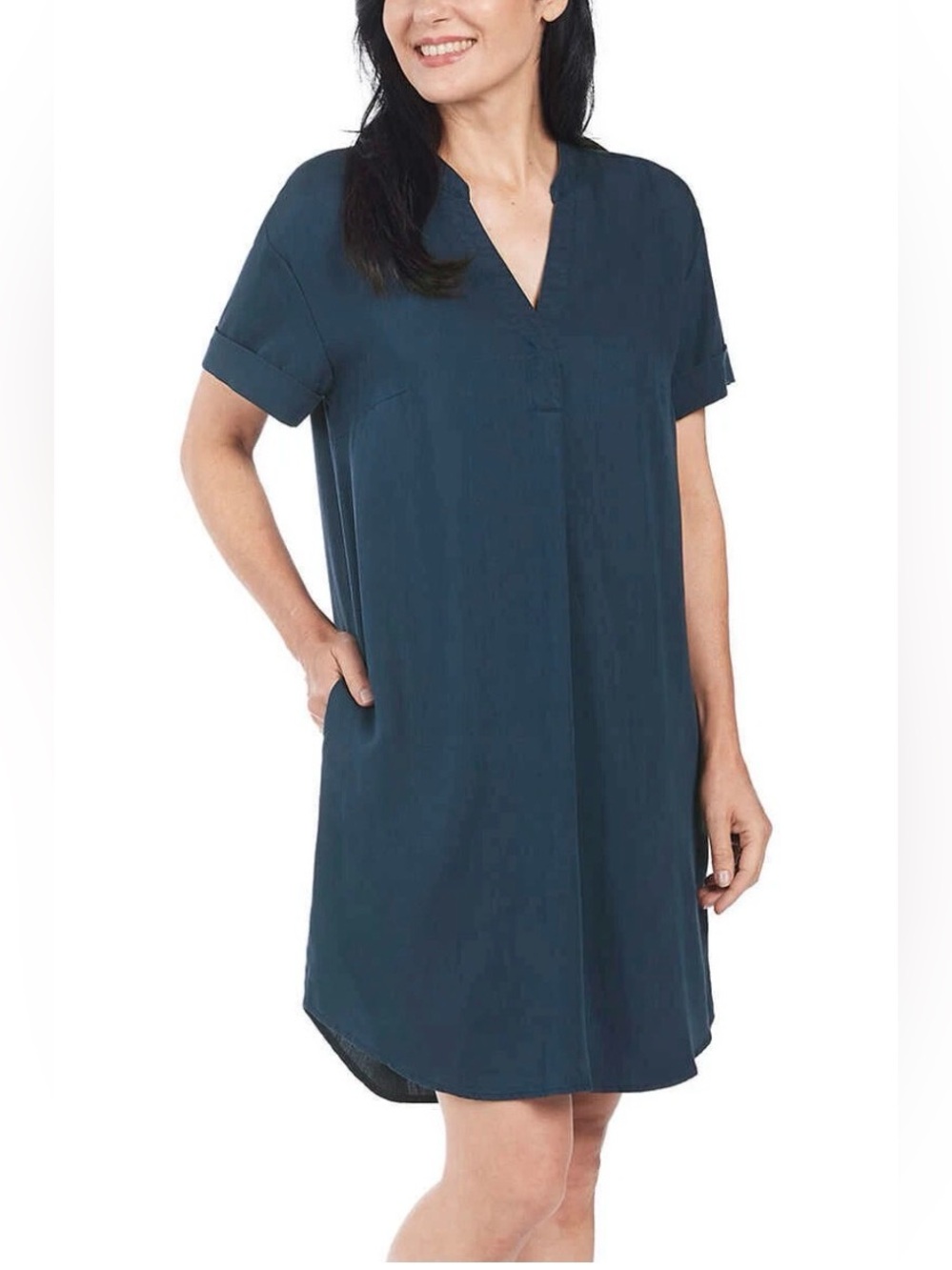 Hilary Radley Navy Tencel Shift Dress